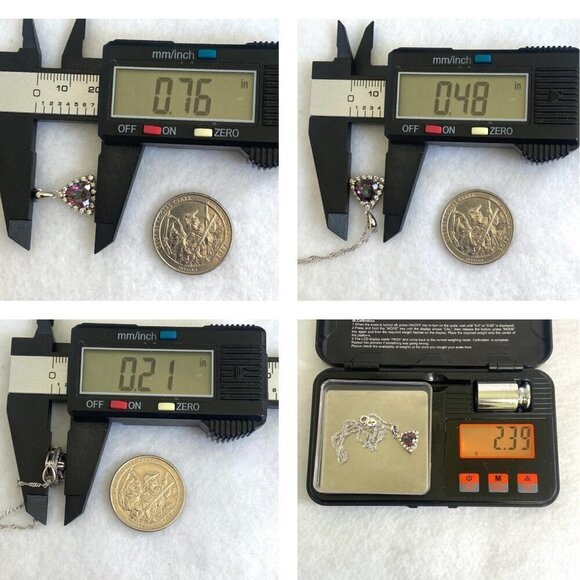 Sterling Silver 925 Trillion Cut Mystic Quartz Pendant Necklace 18" Rope Chain - Picture 10 of 16